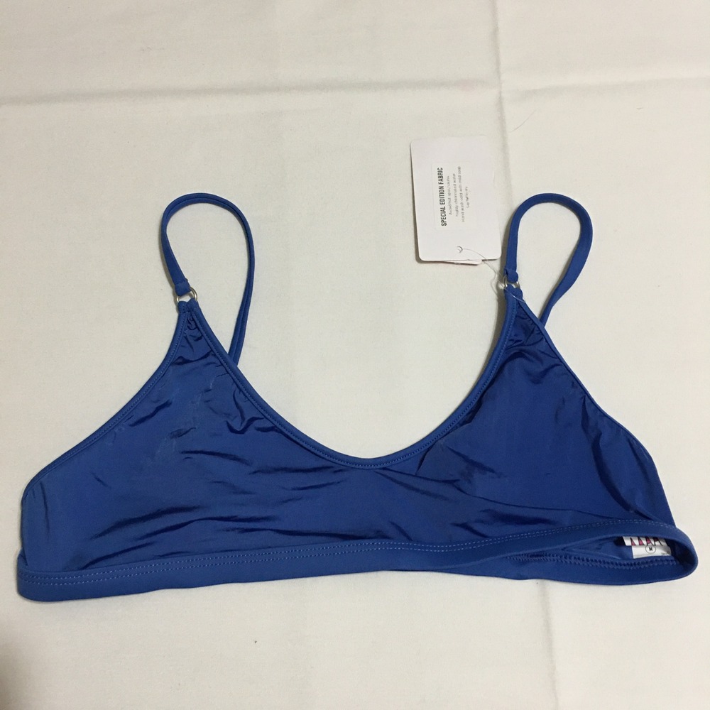 Wicked Weasel Crop Bikini Top Womens Medium Blue 3656 NWT